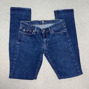 7 For All‎ Mankind Jeans Womens 28 Blue Straight Leg Stretch Made In Italy